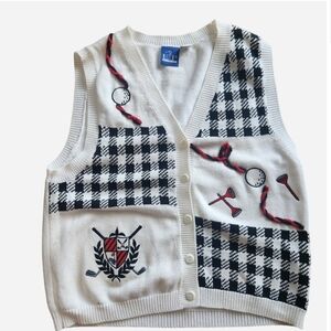 EP Pro 90s Vintage Novelty Golf Knit Sweater Vest Size XL